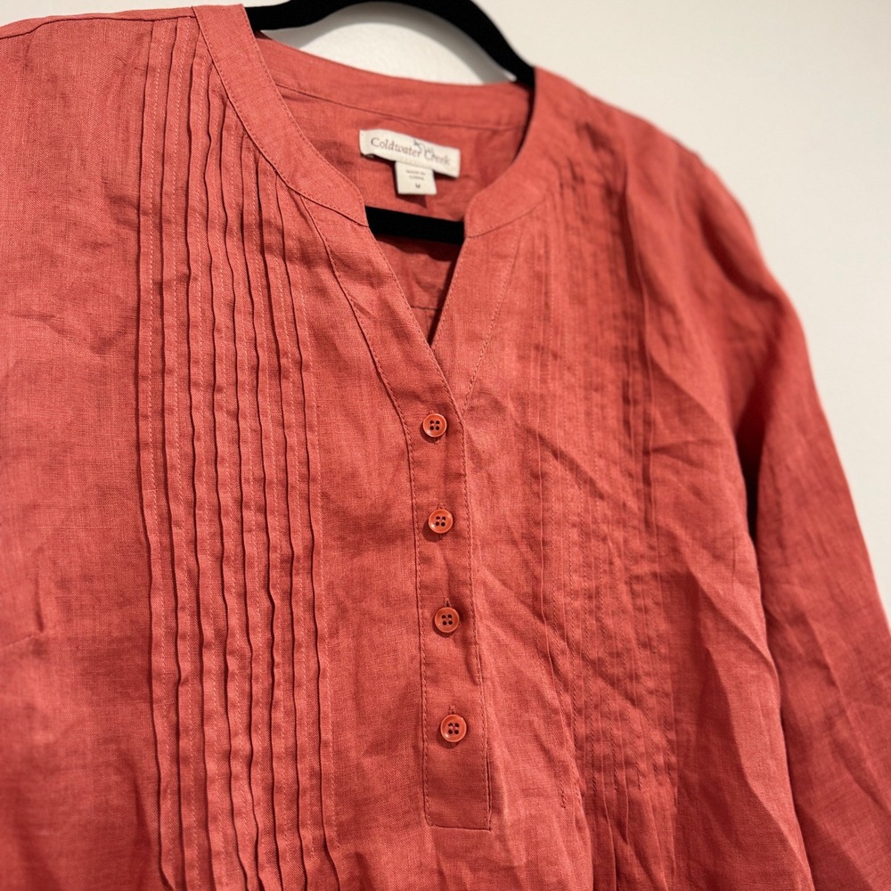 Women's Rust Button-Down Top - Picture 12 of 12